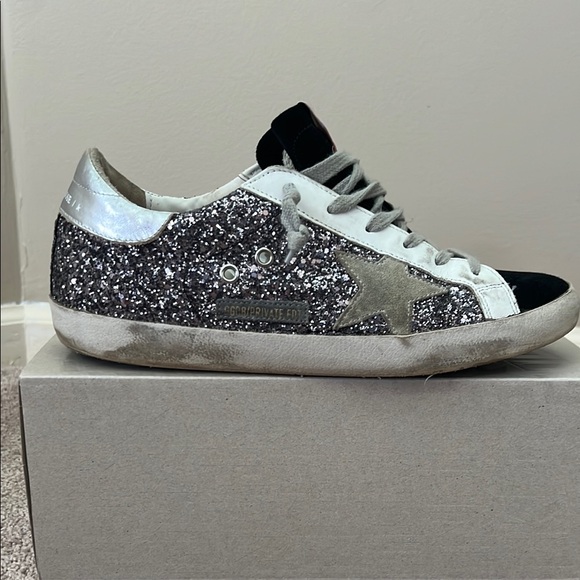 Golden Goose Women's Glitter Sneakers - Black and Silver - Picture 7 of 11